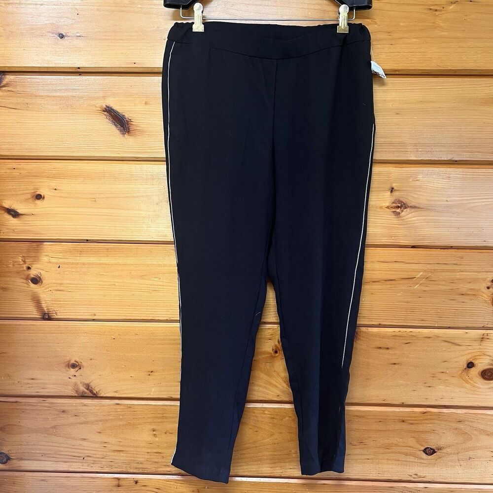 New Cynthia Rowley Women's Black Pull On Casual Pants Ankle Sz 8 Elastic Waist